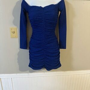 Showpo Royal Blue Ruched Mini Dress